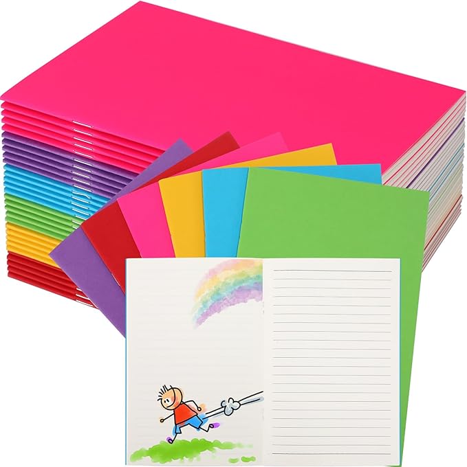 Gueevin 90 Pcs Blank Books for Kids to Write Stories Bulk Composition Notebooks Colorful Soft Cover Notebooks for Drawing Ruled Lined Journals Sketching Kindergarten Easter Gift (Classic Colors)
