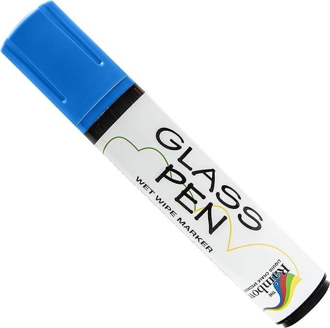 Glass Pen Window Marker: Liquid Chalk Pens for Glass, Whiteboard Markers with Washable Paint - Graduation, Car Windows, Mirror Pen, Storefront, Wedding, Parade, Party & Holiday (Blue, Jumbo Tip)