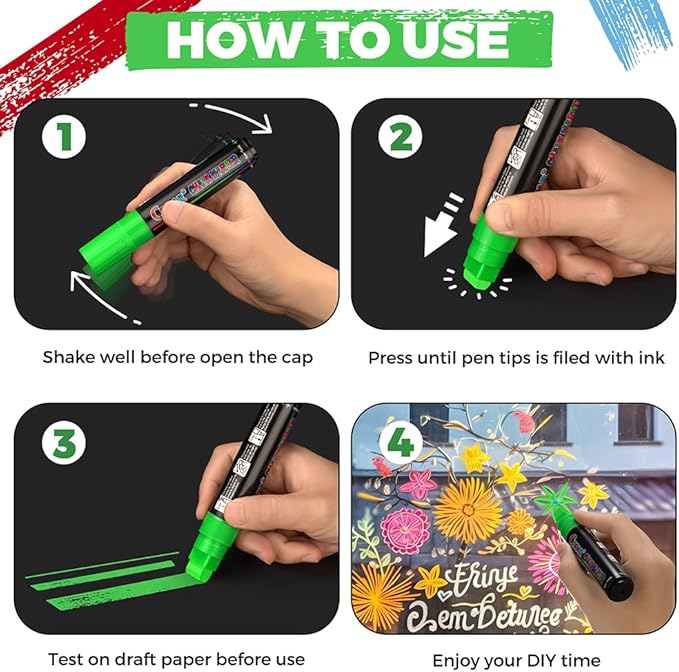 Window Chalk Markers for Cars Washable,Jumbo Liquid Chalk Marker with 8 Colors 15mm Thick Tips,Window Paint Markers for Auto,Glass,Blackboards,Bistro, Mirror, Poster, Business