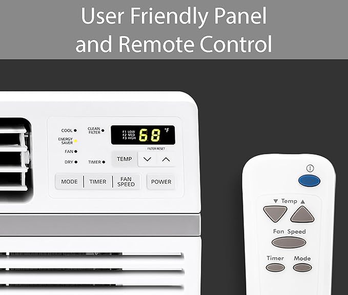 LG 12,000 BTU Window Air Conditioner, 115V, Cools 550 Sq.Ft. for Bedroom, Living Room, Apartment, Quiet Operation, Electronic Control with Remote, 3 Cooling & Fan Speeds, Auto Restart, White