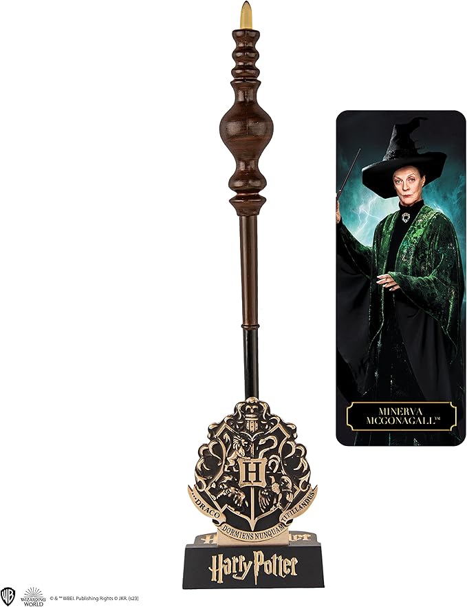 Cinereplicas Harry Potter - Minerva McGonagall Wand Pen with Stand & Lenticular Bookmark - Official License