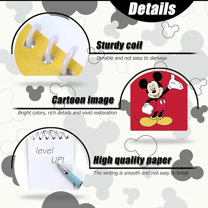 24 Pieces Mini NotePads Mouse Themed Party Favor as Mickey Minnie Theme Notepads Spiral Notepads Birthday Teacher Classroom Rewards Supplies for Kids Party Goody Bags Stuffers, 2.36 x 3.94 Inches