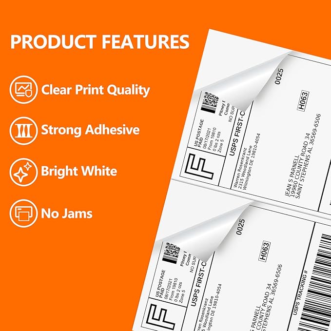 6000 Half Sheet Laser/Ink Jet Shipping Labels Mailing Blank White Labels