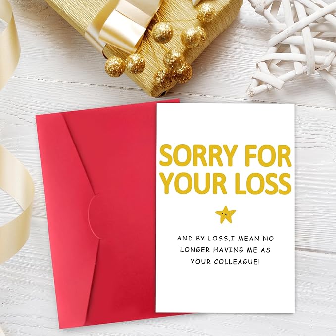 Funny New Job Congrats Card for Coworker, Cheeky Going Away Card, Leaving Gift for Work Bestie, Goodbye Card for Your Colleague, Sorry For Your Loss