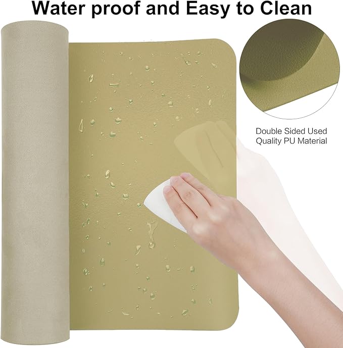 Boutilon Leather Desk Pad, 30" x 14", Non-Slip, Waterproof PU Leather, Golden