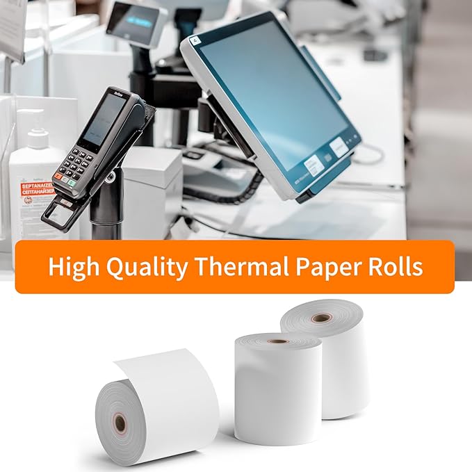 CLASSY Thermal Paper 3 1/8 x 230ft, 5 Rolls Receipt Paper for Cash Registers Printer, ATM Machine,Compatible with Wide Range of POS Systems for Small Business,BPA Free