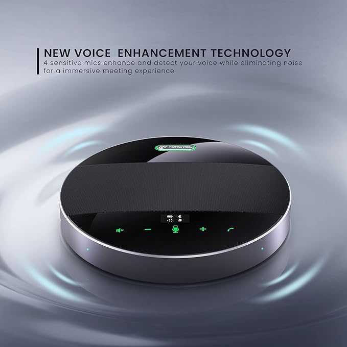 Bluetooth Conference Speaker and Microphone， Wireless Lound Speakerphone Portable for Car and Computer Home Office, Two Way Voice Clear, Compatible with Zoom, Teams, Skype