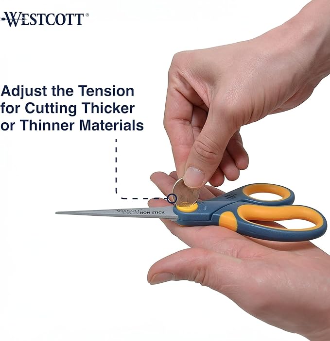 Westcott ‎17597 8-Inch Non-Stick Titanium Scissors For Office and Home, Blue/Gray, 6 Pack