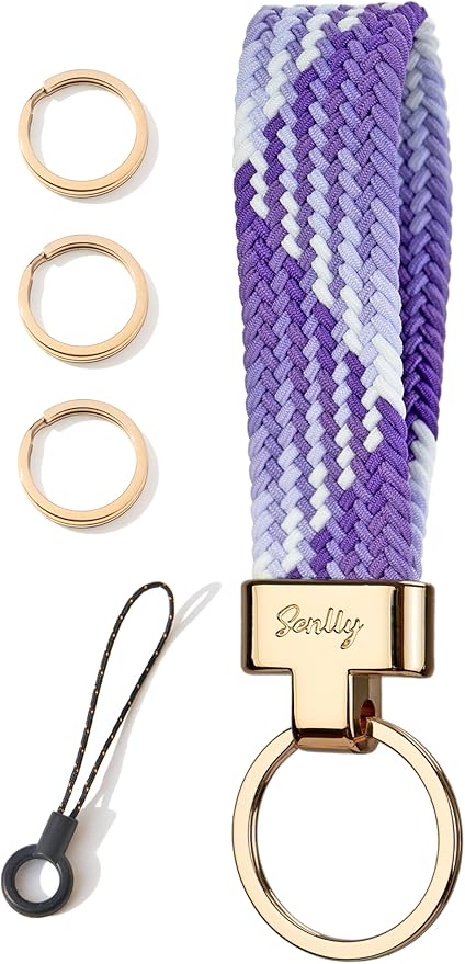 SENLLY Car Keychain, Stretchy Key Holder, Original Elastic Anti-Drop Design Finger Lanyard Strap