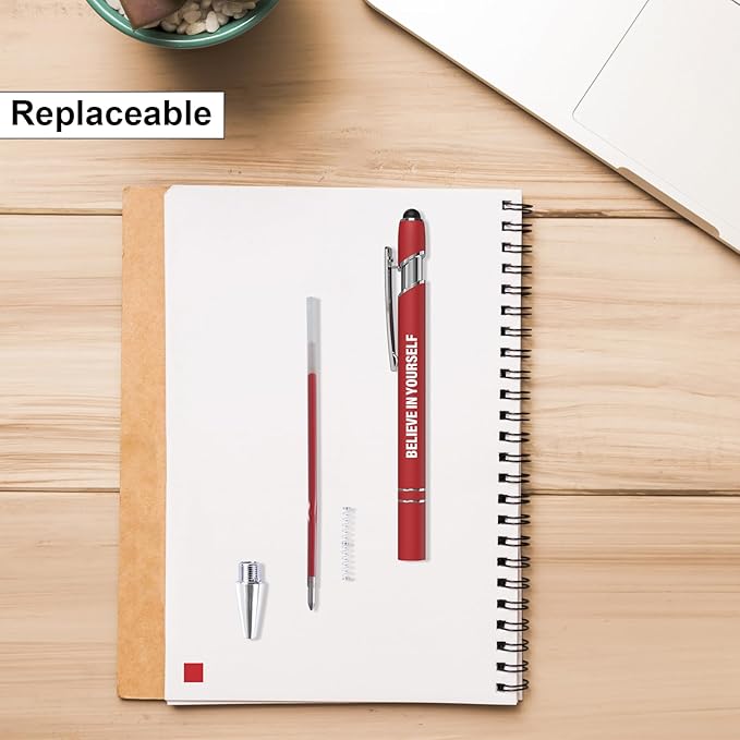 Funny Pens, 12 Pcs Pens Fine Point Smooth Writing Pens, Inspirational Ballpoint Pens with Screens Touch Stylus Tips, Red Ink 1.0 Mm Pens Gift Office Desk Accessories, Motivational Stylus Pens