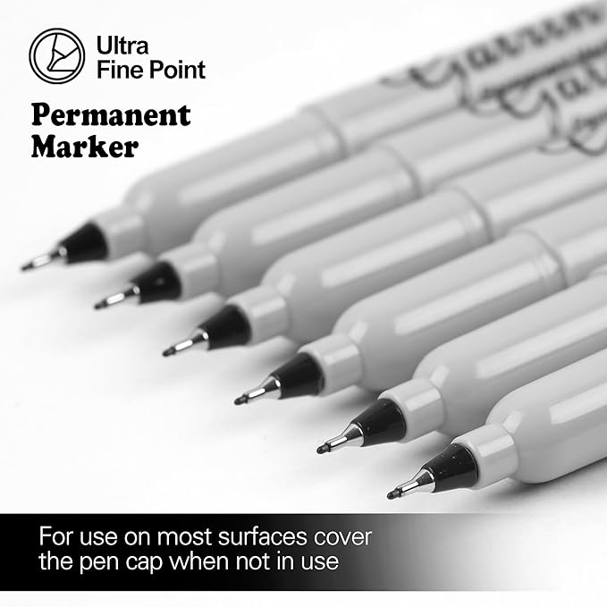 Ultra Fine Point Black Permanent Markers, 36 Pack Ultra Fine Point Black Permanent Marker set, Works on paper, Plastic, Stone, Glass, Metal