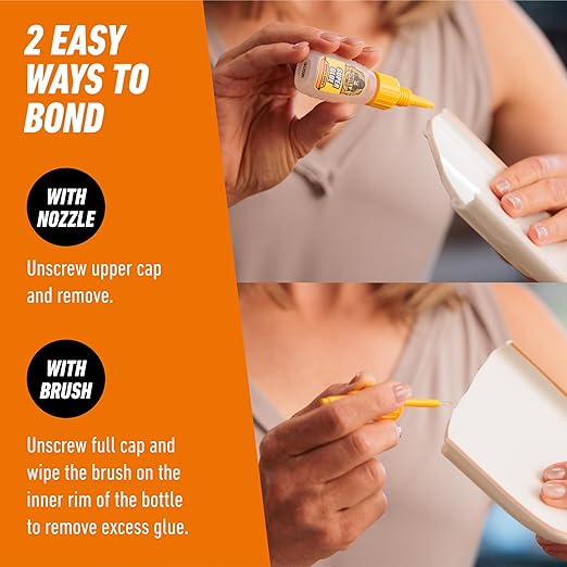 Gorilla Super Glue with Brush & Nozzle Applicator, Clear Glue, 12 Gram (Pack of 1) - All Purpose and Fast Setting for Projects and Repairs