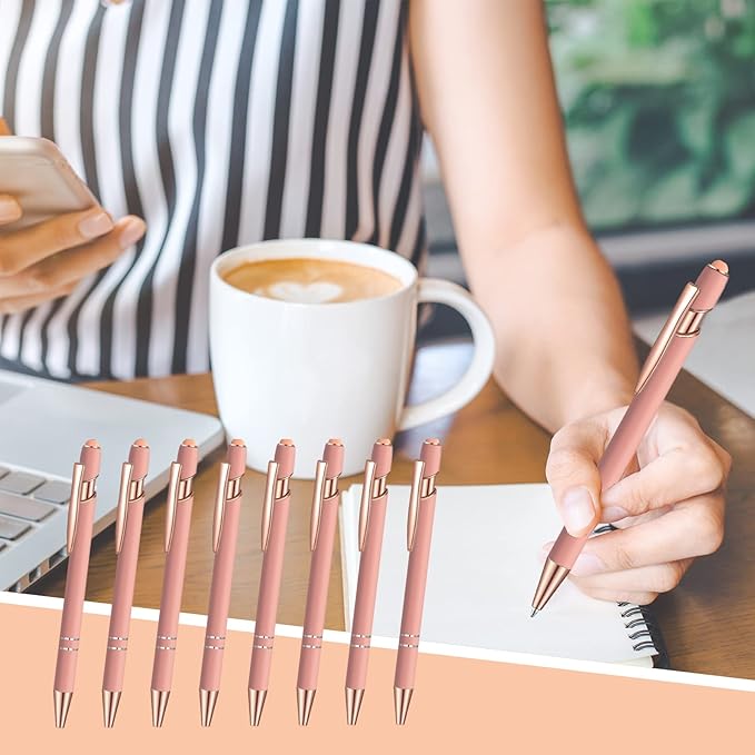 36 Pcs Blue Ink Ballpoint Pen with Stylus 2 in 1 Ballpoint Pen for Touch Screens School Office Coworkers (Rose Gold)