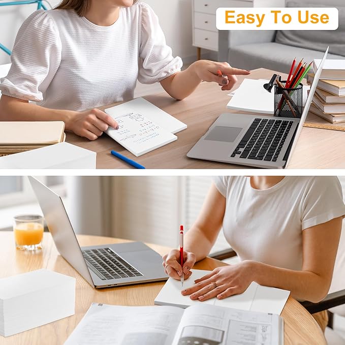 Fainne 3 x 5 Inch Paper Note Pads White Memo Pad Blank Writing Memo Scratch Paper for Waitress Waiter Book to Do Grocery List Small Notebook Restaurant Checkbook, White(200 Pack)