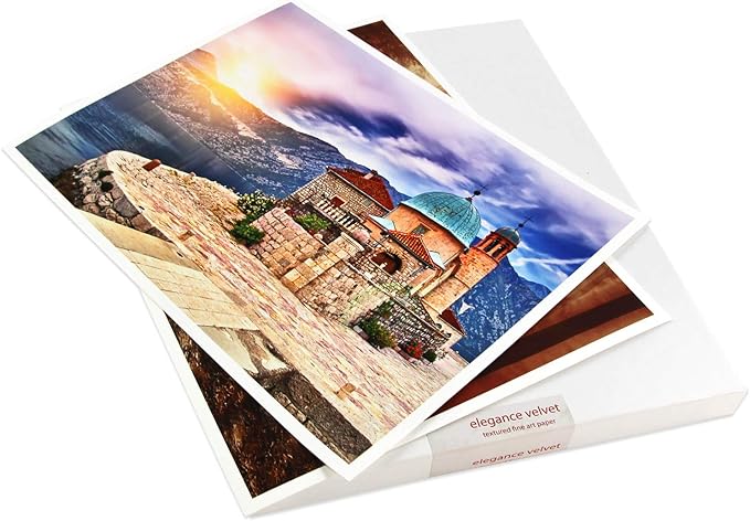 Elegance Velvet 17 in x 22 in, 25 Sheets is a Premium Matte 310 gsm, Cold Pressed Bright White Museum Grade Fine Art Inkjet Paper, Compatible with Most Dye-Based and Pigment Printers