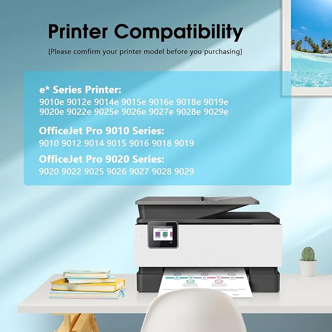 962XL Ink Cartridges Combo Pack Compatible for HP 962 Ink Cartridges Works with HP Officejet Pro 9015/9015e 9025/9025e 9020/9020e 9018/9018e 9010/9010e OfficeJet 9012/9012e (BK C M Y)