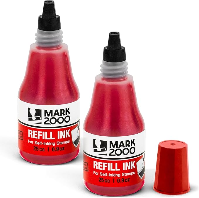 Self-Inking Refill Ink - 2 Pack - Red - 25cc (0.9oz)