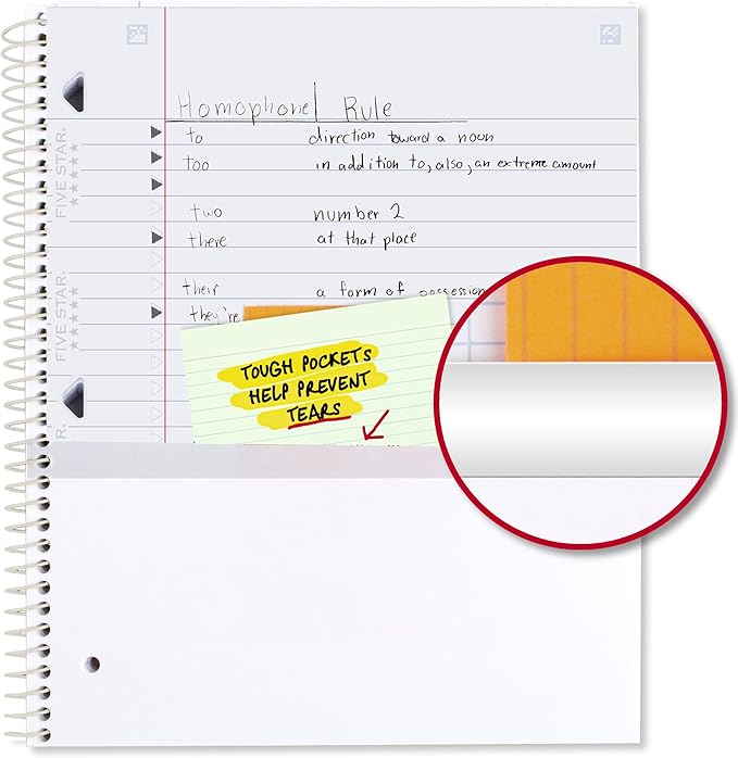 Five Star Spiral Notebook + Study App, 2 Pack, 1 Subject, Wide Ruled, 8" x 10-1/2", 80 Sheets, Fights Ink Bleed, Water Resistant Cover, Pastel Waves and Brush Strokes (930210F-ECM)