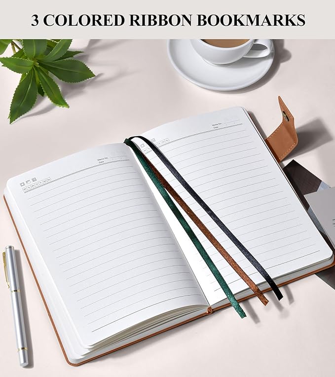 365 Page Thick Lined Journal Notebook for Men Women, A4 Large Leather Journals for Writing, Hardcover Notebooks for Work, School, Note Taking, Business, Travel Diary, College Ruled 8.5" x 11"