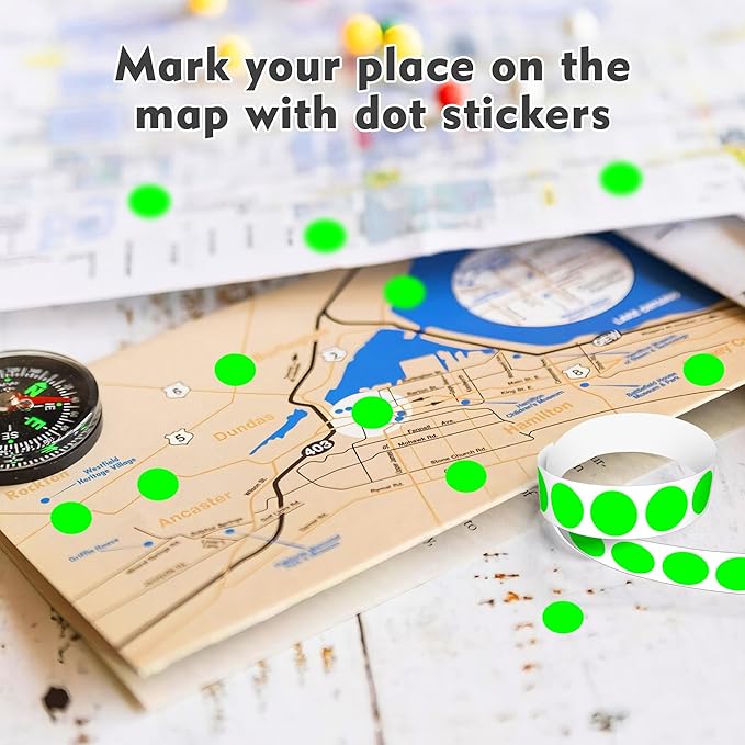 PARLAIM 3/4 Inch Round Permanent Adhesive Color-Code Dot Stickers,10000 Stickers Roll dots Label Dispenser Box Green Circle Stickers Labels 10Rolls (Fluorescent Green)