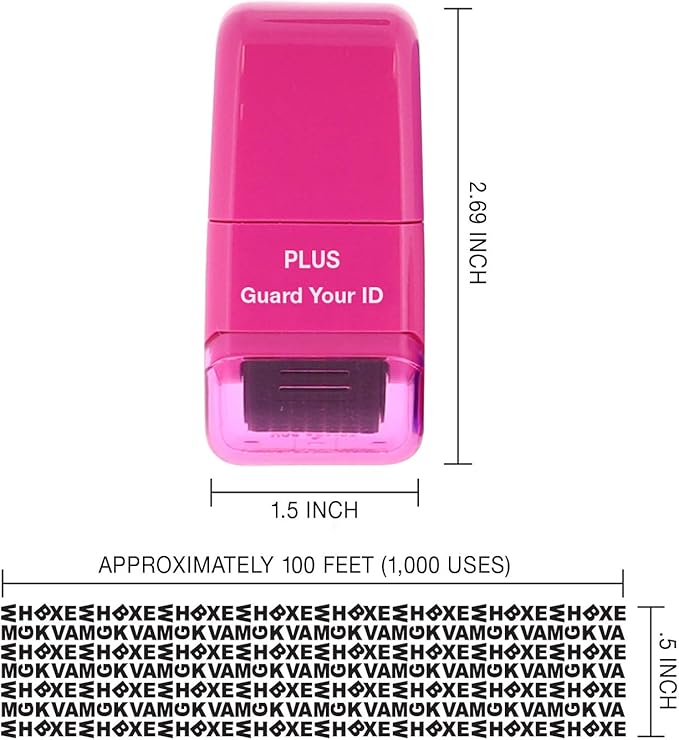 Guard Your ID Roller Identity Security Stamp Roller (Pink) IS-520CM