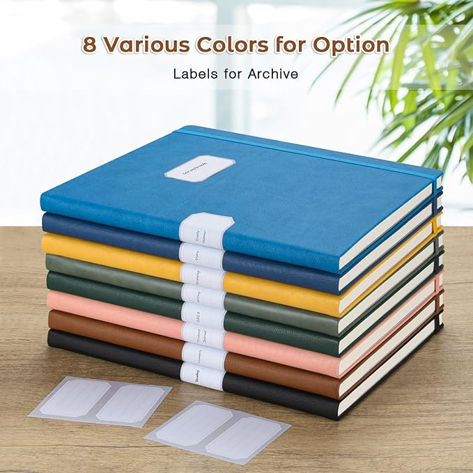 College Ruled Notebook, A4 Hardcover Leather Notebook for Work, Lined Notebook Journal for Women, Men, 192 Thick Paper, 8.5" x 11", Large Notebook with Pockets, Professional Business Notebook, Brown