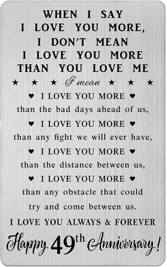 CPLJW 49 Year Anniversary Card Gifts for Him Her - Steel Card Gifts for Men - 49th Wedding Anniversary Wallet Card Gifts