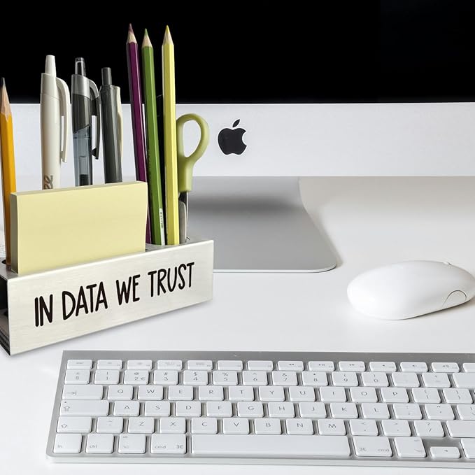 In Data We Trust Pen Holder, Data Analyst Scientist Graduation Gifts Desk Decor Stainless Steel Pencil Holders WCC60
