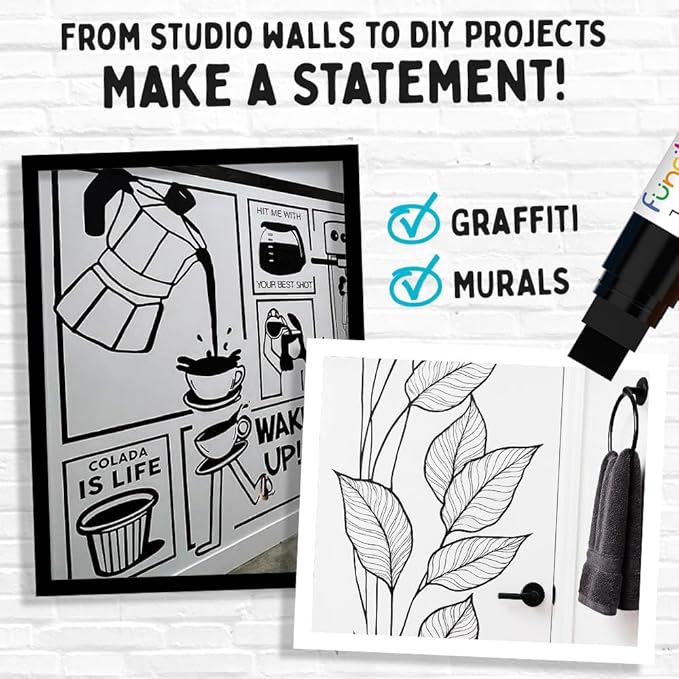 4 Jumbo Black Poster Markers - 15mm Fat Acrylic Paint Markers for Wood, Rock Painting, Plastic, Glass, Metal, Walls, Fabric - Large Thick Permanent Paint Pens for Signs, Board, Teachers