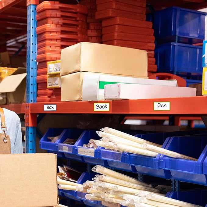 Colored Border Magnetic Dry Erase Labels 4x2 Inch, Reusable Dry Erase Magnet Labels for whiteboard，Pack of 40