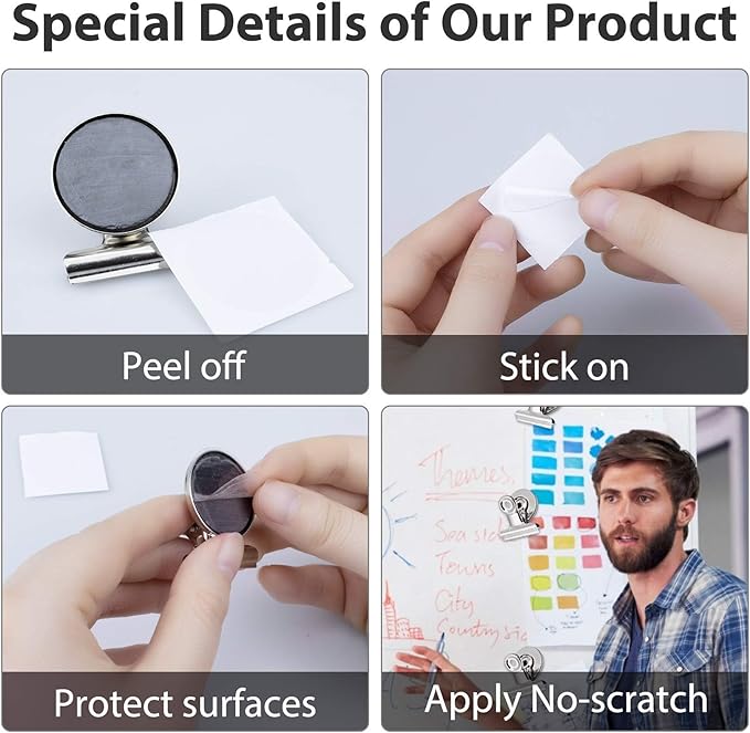 VNDUEEY 20 Pack Fridge Magnets Refrigerator Magnets, Strong Magnetic Clips for Whiteboard, Magnet Clips for Fridge, Locker, Office, Photo Displays, Heavy Duty Magnetic Clips (30mm Wide)