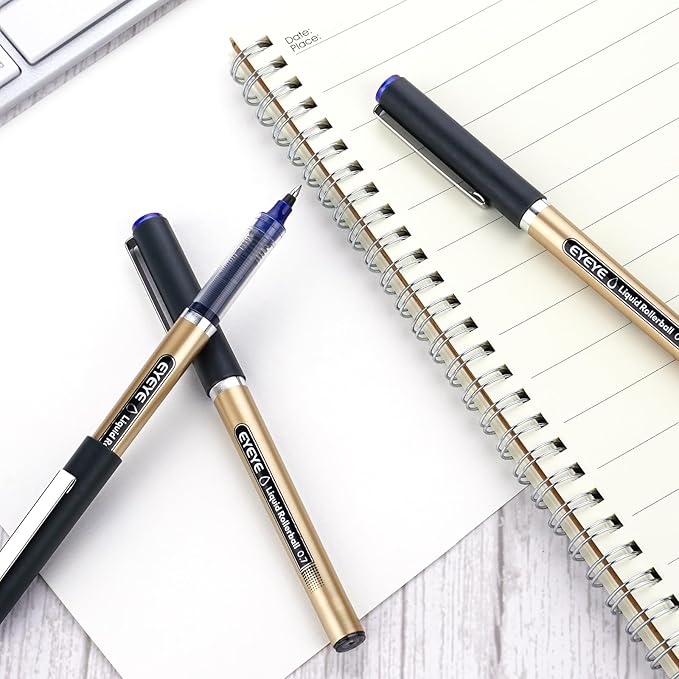 EYEYE Liquid Ink Rollerball Pens 12 Pack 0.7mm Medium Point 3 Color, Quick Dry Smooth Writing Pens for Journaling, Office, School & Note Taking Supplies
