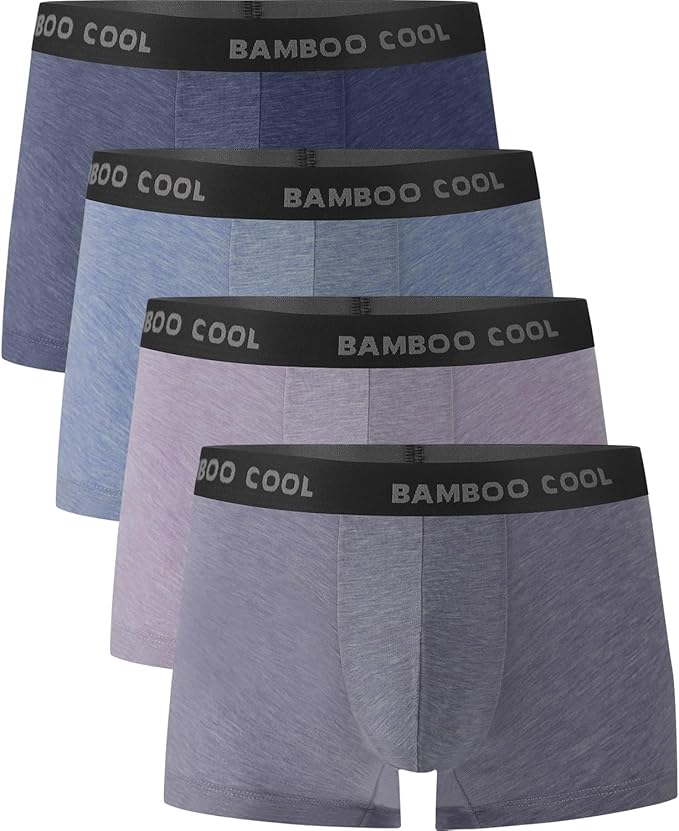BAMBOO COOL Men's Ultra Breathable Underwear,No Riding Up Boxer Briefs with ComfortFlexible Waistband,Multipack