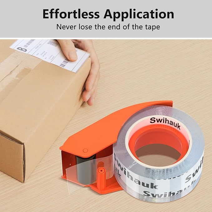 Swihauk 1.88 in x 66.6 YDs Heavy Duty Packing Tape with Dispenser, Strong & Durable Shipping Tape, Packaging Tape, Clear Package Tape for Shipping Moving Storage and Mailing, 6 Roll + 2 Dispenser