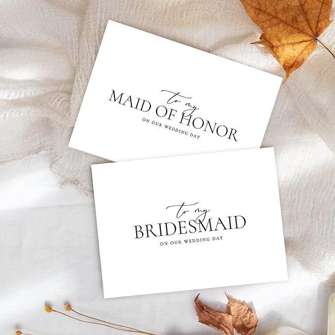 6 Pieces Bridesmaid Proposal Cards with Envelopes, 4 Pieces To My Bridesmaid On Our Wedding Day Cards and 2 Pieces To My Maid Of Honor On Our Wedding Day Cards.（Bridesmaid - 6cards A）