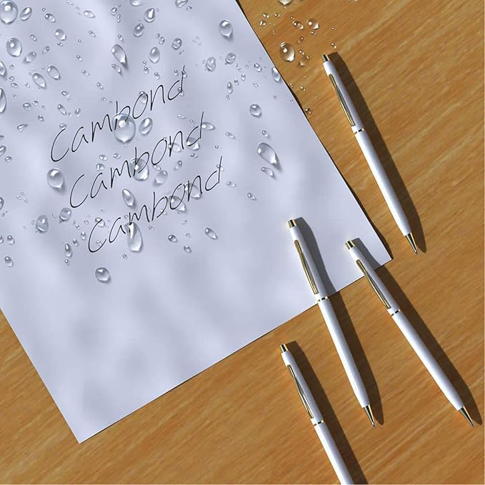 Cambond Ballpoint Pens White Pens - Black Ink Bulk Pens 1.0 mm Medium Point Retractable Metal Pen Comfortable Writing for Men Women Police Uniform Office Business, 10 Pack (White)