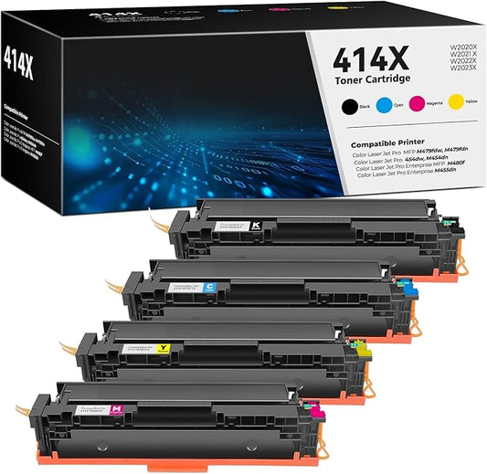 414X Toner Cartridges 4 Pack High Yield Color Laser Jet Pro MFP M479fdw M454dw Replacement for HP 414X Toner 414A for HP414X HP414A Works for MFP M479fdw M454dw M479fdn M454dn Enterprise M480f M455dn