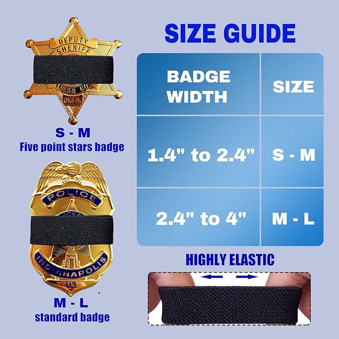 CREATRILL 30 Pack Black Police Mourning Band Stripe Police Officer Badge Shield Funeral Honor Guard Straps for Badge Size of 1.4" to 2.4"