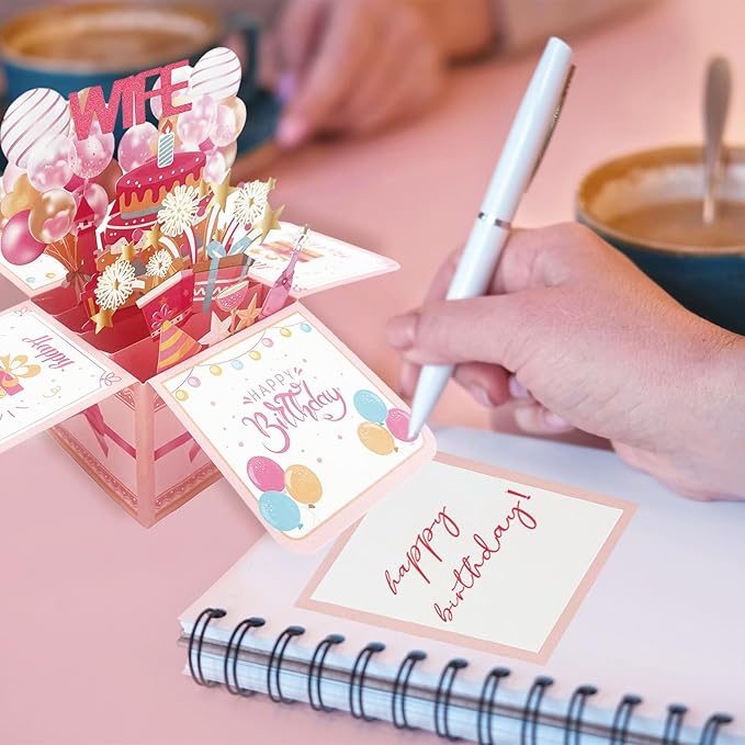 Asmallgf Cool Wife Birthday Gifts, Romantic Birthday 3D Card from Husband, Sweet Gifts for Wife