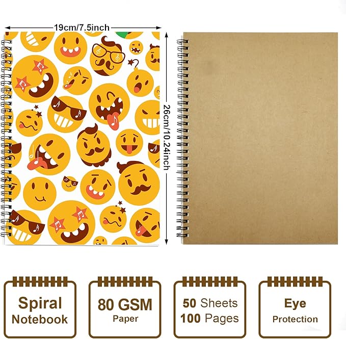 MAXCURY Blank Sheet Music Composition Manuscript Staff Paper Art Music Notebook Black 100 Pages 26x19cm (FunnyEmojis/White)