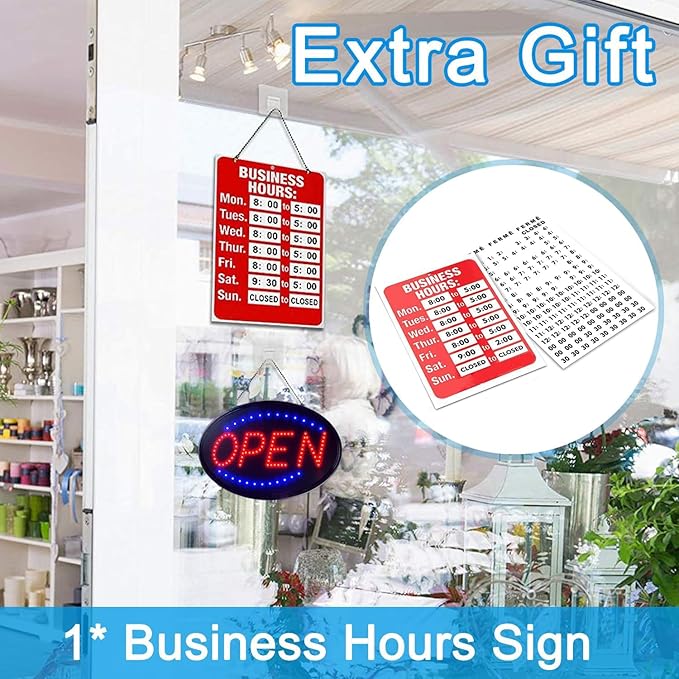 KEBE Open Signs for Business(19"x10"), Ultra Bright LED Open Sign High Visibility Advertisement Board Electric Display Sign for Bar Hotel Shop Window Glass Door