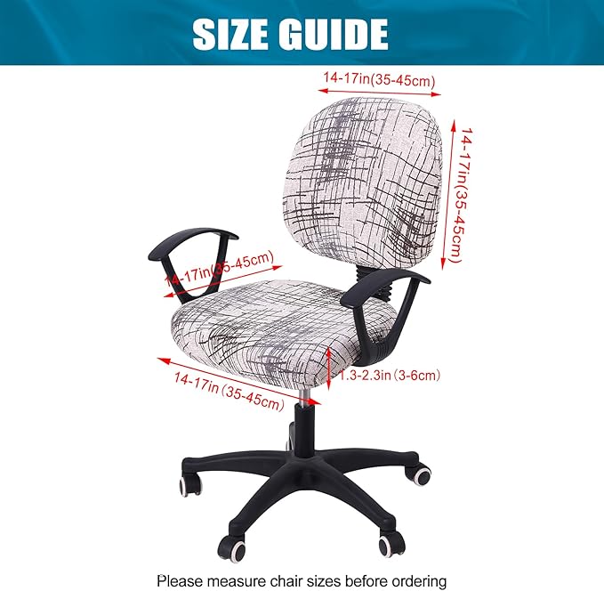 Smiry Stretch Printed Office Computer Chair Covers, Universal Washable Removable Desk Rotating Chair Slipcovers Protector, Seat + Backrest Cover - Brown and White