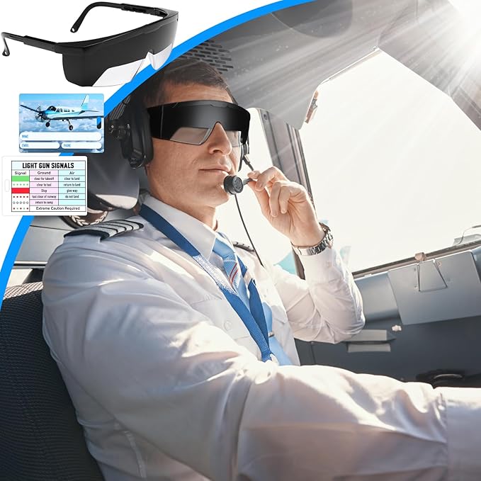Aviation Flight Training Glasses Adjustable View Limiting Goggles Device with Glasses Box and Tag(Black)