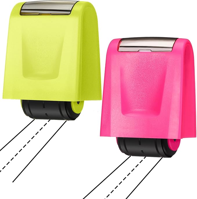 Sherr 2 Handwriting Line Stamp Roller Dashed Handwriting Lines Practice Roller Stamp for Kids, Teachers Kindergarten Education Classroom Back to School Need(2.72 x 2.44 x 1.54 Inch,Green, Pink)