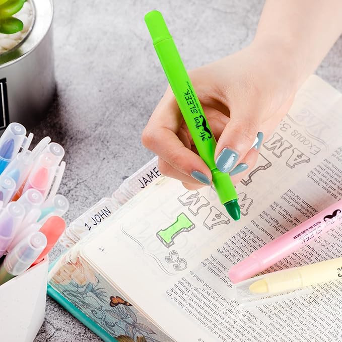Mr. Pen Gel Highlighters Assorted Colors - 16 Pcs (8 Pastel & 8 Vibrant), No Bleed Bible Highlighters