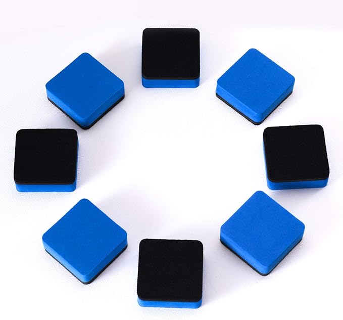 Favourde 48 Pack Magnetic Whiteboard Dry Erase Erasers Chalkboard Cleansers for Classroom, Home and Office (Blue)