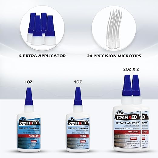 CA Glue for Woodworking - 2 Bottles Thin Viscosity 2 oz with 1 oz Medium Viscosity and 1 oz Ultra Thick Viscosity, Cyanoacrylate Adhesive for Woodturning, Wood Bonding and Gap Filling