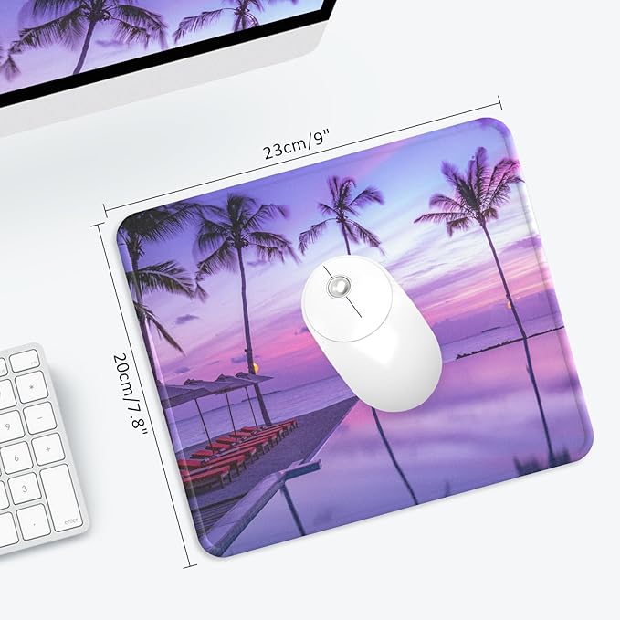 eulps Mouse Pad with Stitched Edge, Multiple Patterns Computer Mouse Pads with Non-Slip Rubber Base, Washable Cloth Mousepad, for Gaming, Laptop, PC (Violet Dusk)
