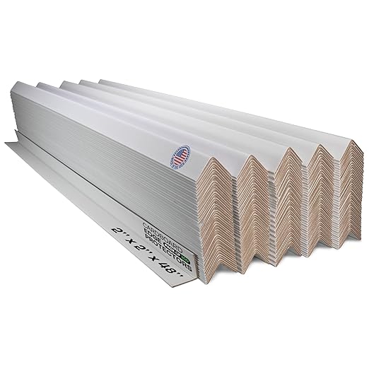 IDL Packaging 2” x 2” x 48” Cardboard Edge Protector (Pack of 200) - Corner Protectors for Shipping, Storage, & Moving – Reinforced Corner Guard Protection for Pallets, Wall Corners, & Furniture
