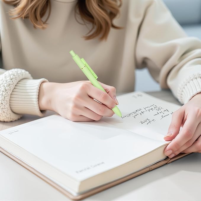 8Pcs Gel Pens with Black Ink, Fine Point Smooth Writing Pens, Quick-dry Gel Retractable Pens for Journaling Note Taking, Cute Office School Supplies for Adults Kids (0.7mm, Light)